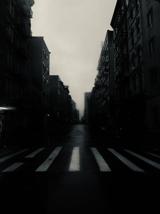 Fine art photography print of a glowing Manhattan crosswalk captured from a taxi, New York City — by James Gunderson